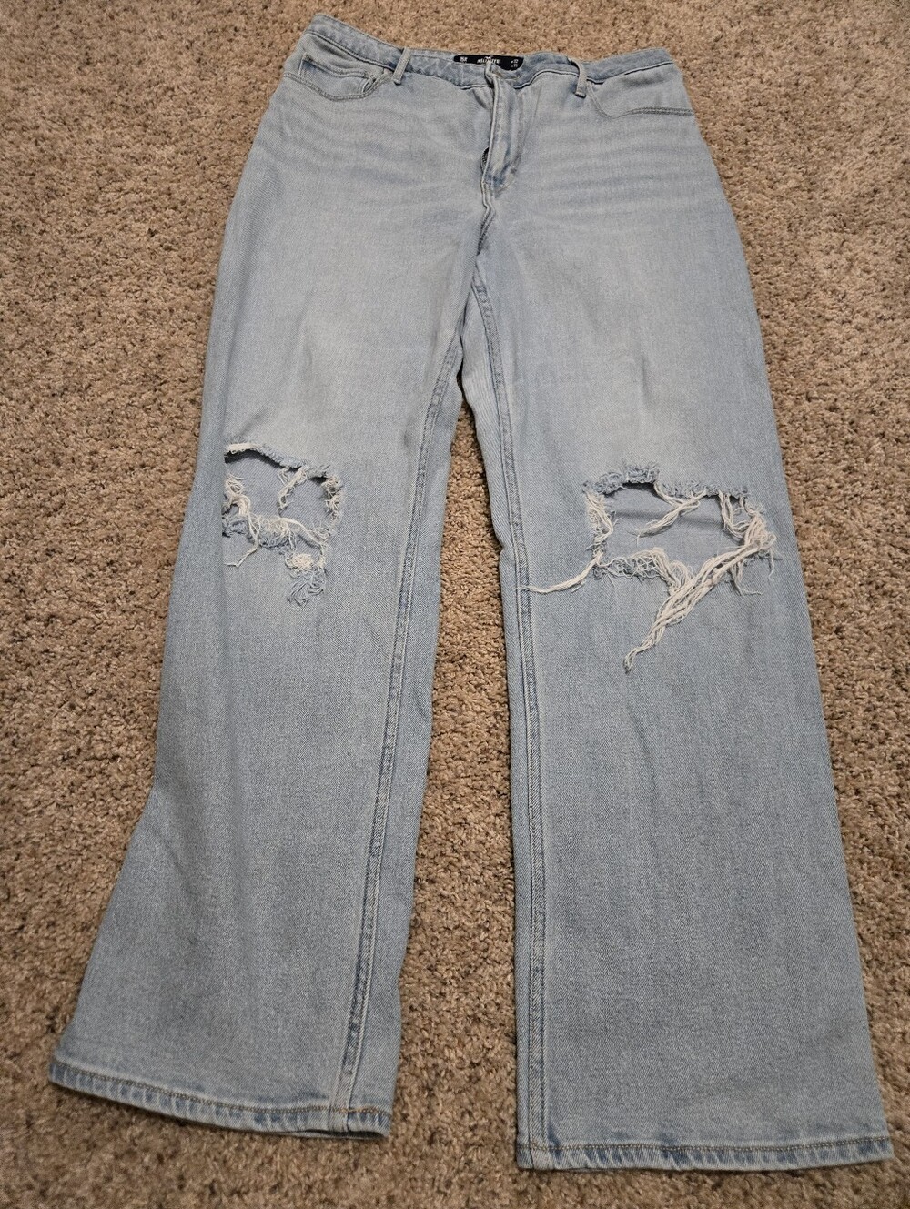 Hollister Light Wash Ripped Wide-Leg Jeans